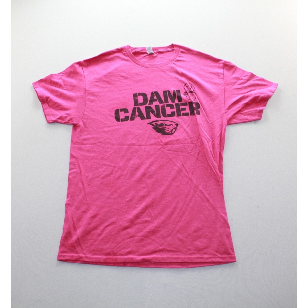 Oregon State Beavers Shirt Mens Medium Pink NCAA Basketball Jerzees Dam Cancer